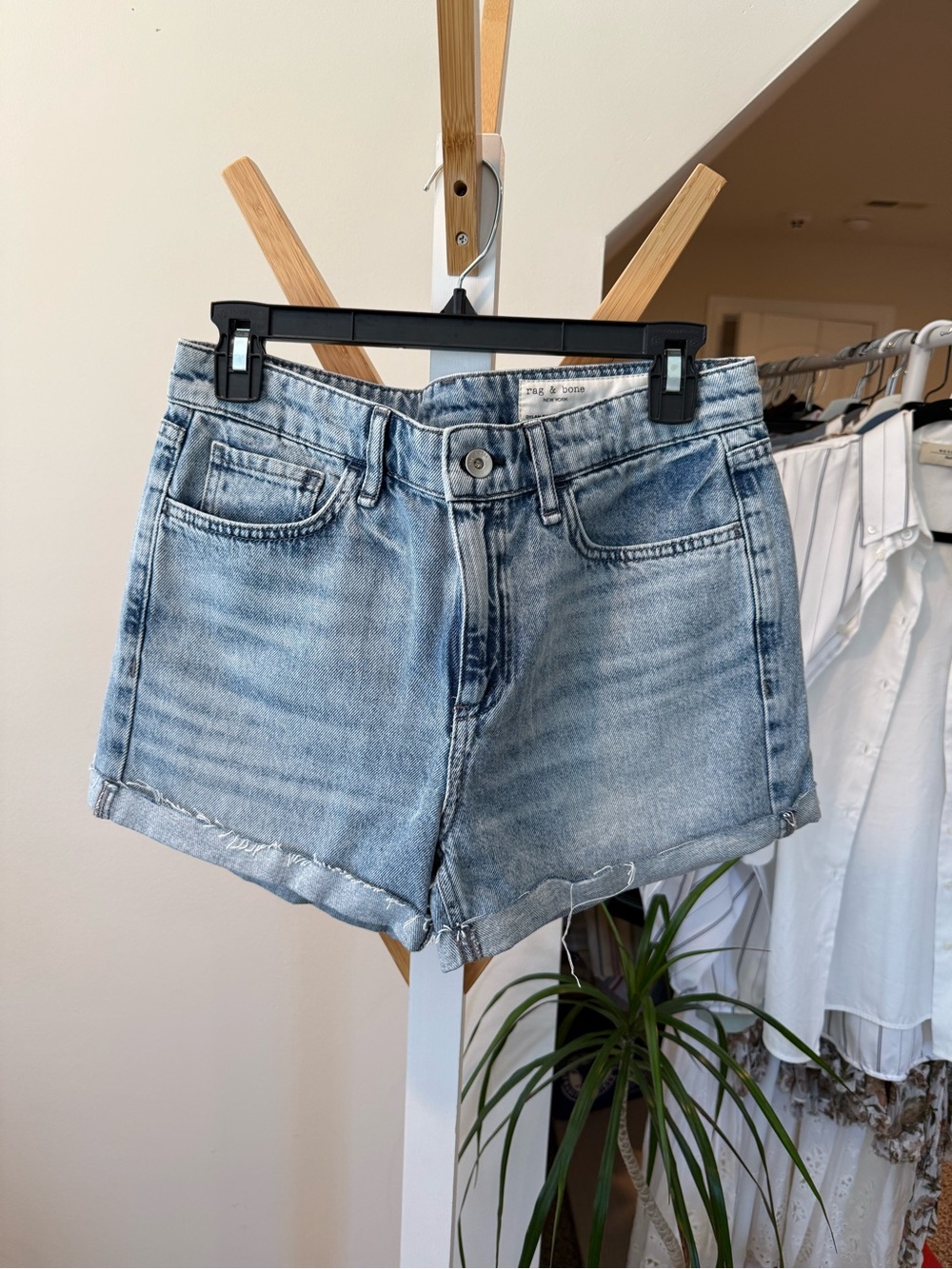 rag & bone Light Blue Wash Denim Shorts